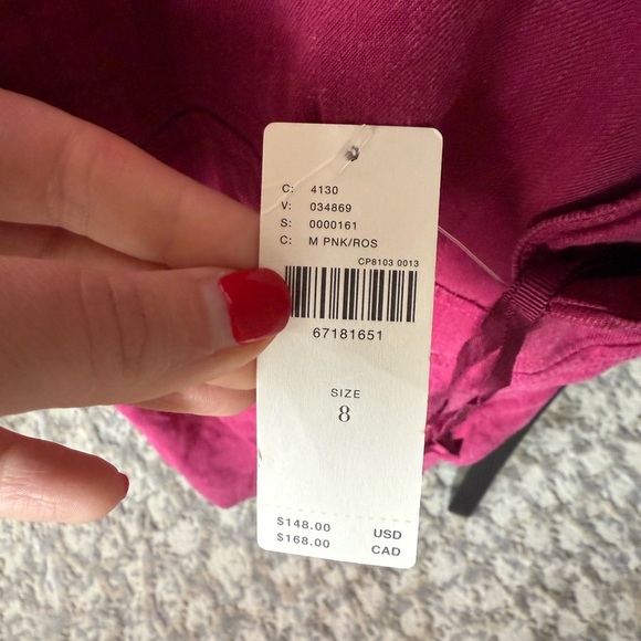 NWT $148 Anthropologie Rose Pink Square-Neck Mini Flap Pockets Back Zip Dress, 8 - Picture 4 of 8